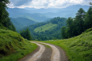 Fototapeta premium Winding Road Through Lush Green Mountains