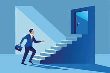 Obraz premium a journey to success: career development and business decisions leading to achievement vector illustration.