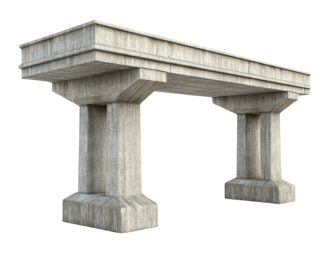 Concrete bridge structure on white isolated background.