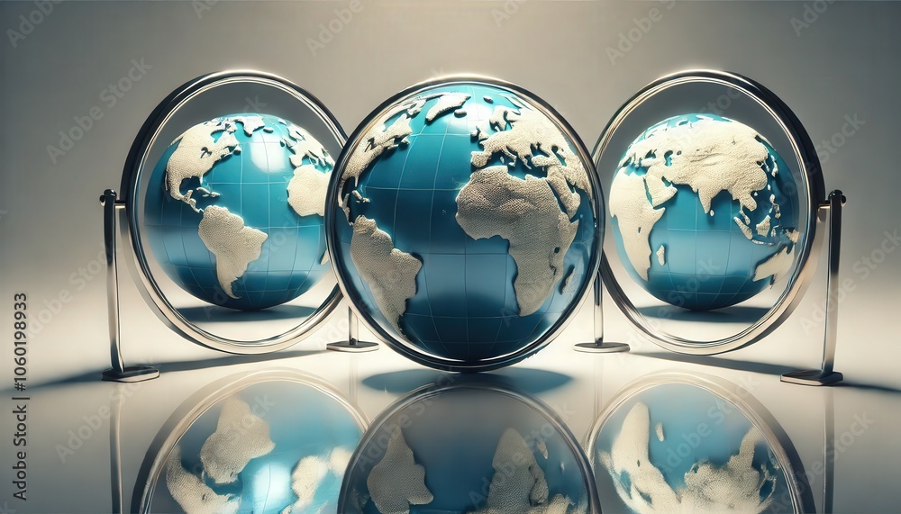 Poster Exploring global connections through stunning geographic models in a reflective display of earth