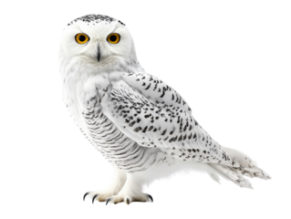 Snowy owl, white isolate background.