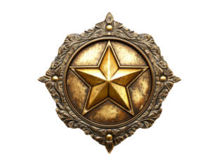 Vintage sheriff badge isolated on transparent or white background