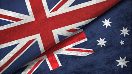 A textured overlay of the Union Jack and Australian flag, symbolizing cultural connection and unity between the United Kingdom and Australia.