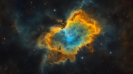 Obraz premium Celestial Nebula Swirling with Vibrant Colors in the Night Sky Surrounded by Distant Stars and Cosmic Dust