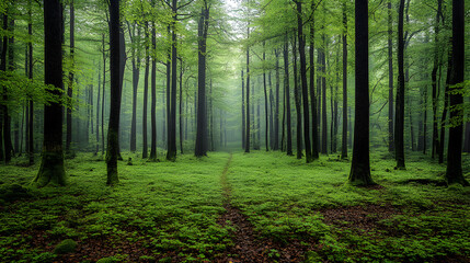 Obraz premium An Enchanting Sonorous Forest Where Nature's Sounds Create a Lively Symphony