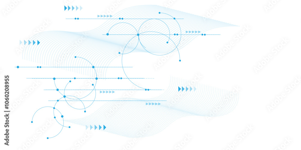 Wall mural vectors white abstract geometric dots and lines connection circuit concept. global communication tec
