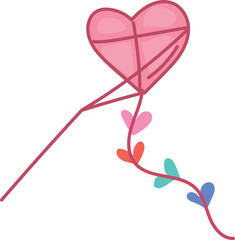 Fototapeta premium Cute valentine kite on white background. Vector illustration.