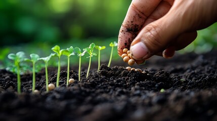 Hand planting seeds in the soil with various, Planting seeds on the field