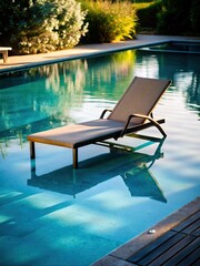 Poolside relaxation with a lounge chair and umbrella
