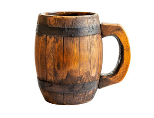Wooden beer mug isolated on transparent or white background