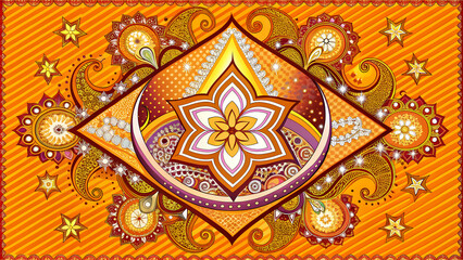 Obraz premium Intricate Floral Mandala in Orange Tones with Paisley Patterns
