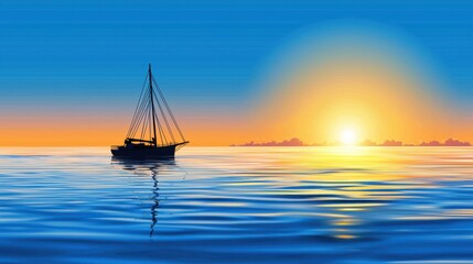 Fototapeta premium Maritime Voyage: A Sea-Bound Ship Vector Wallpaper