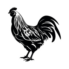 A chicken silhouette isolated white background