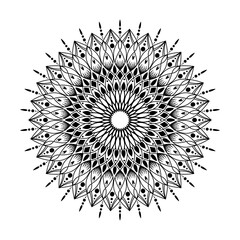 Abstract outline Mandala, Coloring Book Page line art illustration, abstract mandala pattern, Hand drawn doodle mandalas for book.