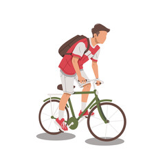 Naklejka premium portrait of boy student use bike flat design illustration
