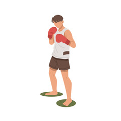 man wearing boxing gloves flat design illustration