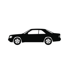 Fototapeta premium Classic car side view silhouette icon. Vector illustration