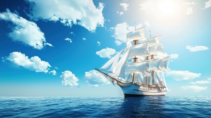 Obraz premium Maritime Voyage: A Sea-Bound Ship Vector Wallpaper