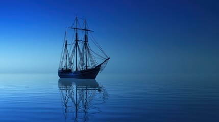 Fototapeta premium Maritime Voyage: A Sea-Bound Ship Vector Wallpaper