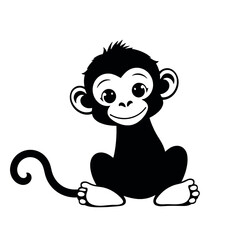 Obraz premium a cute monkey baby sitting on the ground with cute face vector