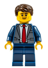 Obraz premium Lego figure, office worker man, isolated background. PNG file
