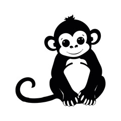 a cute monkey baby sitting on the ground with cute face vector