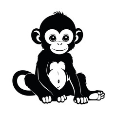 Fototapeta premium a cute monkey baby sitting on the ground with cute face vector