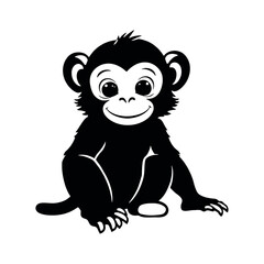 a cute monkey baby sitting on the ground with cute face vector