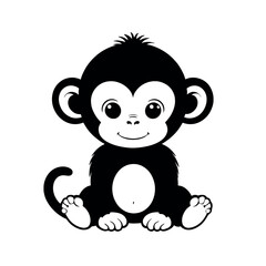 a cute monkey baby sitting on the ground with cute face vector
