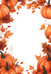Fall background with orange pumpkins and fall leaves on a light surface	