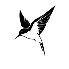Obraz premium a Flying swallow vector silhouette, stylish pose, fill with black color isolated white background