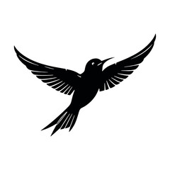 Fototapeta premium a Flying swallow vector silhouette, stylish pose, fill with black color isolated white background