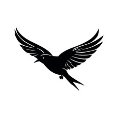 Obraz premium a Flying swallow vector silhouette, stylish pose, fill with black color isolated white background
