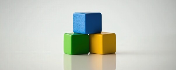 Obraz premium Three colorful building blocks inspire creative ideas for early childhood development and learning activities