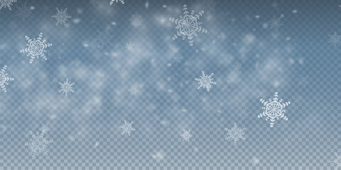 Winter background, snowflakes on a beautiful background, Christmas background for cards, snowfall. Snowy nature landscape, winter dust png.