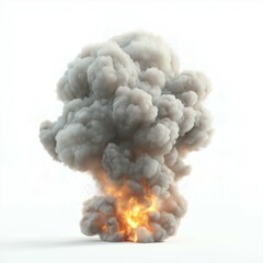 Realistic Explosive Fireball on Isolated Background
