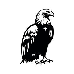 a Golden eagle sitting on the ground silhouette
