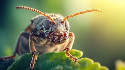 Fototapeta premium Close-Up of an Insect on Bright Green Foliage