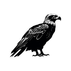 Obraz premium a Golden eagle sitting on the ground silhouette