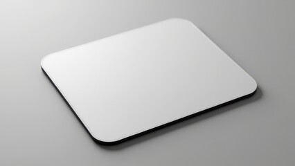 Minimalist mousepad mockup on a gray background, featuring a blank area ideal for branding or logo previews.