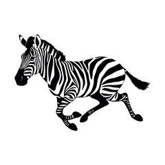 a running zebra animal vector silhouette isolated white background