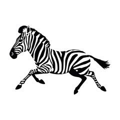 a running zebra animal vector silhouette isolated white background