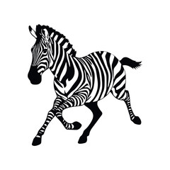 a running zebra animal vector silhouette isolated white background