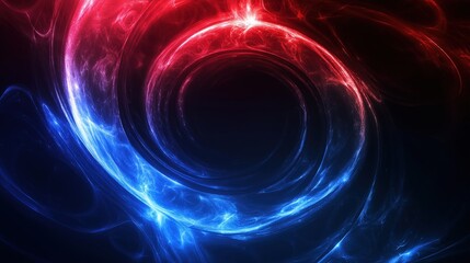 Obraz premium Glowing red and blue spiral orbiting in a circular pattern on a dark background