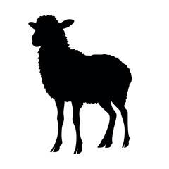 a sheep vector silhouette, stylish pose, fill with black colour isolated white background
