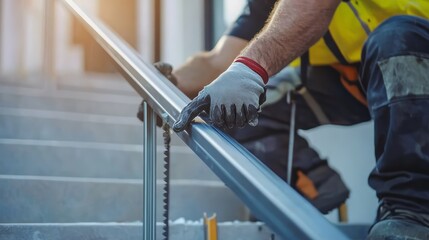 Handrail being repaired and reinforced by skilled professional