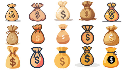 Fototapeta premium Money bag collection in vector icon set