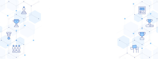 Winner Banner Vector Illustration with Two-sided Icon Style. Line Duotone icon. Containing medal, success, trophy, award, cup, flags, vending machine, leadership