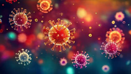 Obraz premium 3D Illustration of Microscopic View of Coronavirus / Influenza Virus