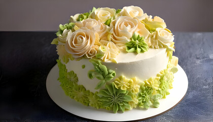 Buttercream Cake- Create an elegant cake decorated with intricate buttercream flowers